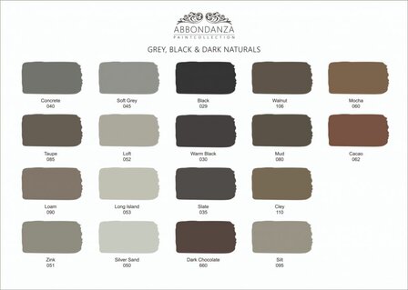 Abbondanza Handgeschilderde Kleurkaart Black & Dark Naturals
