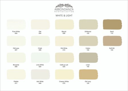 Abbondanza Handgeschilderde Kleurkaart White & Light